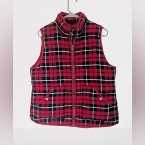 Ava & Viv Red and Black Plaid Vest